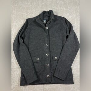 Kuhl Womens 100% Merino Wool Button Accent Full Zip Sweater Women Size M
